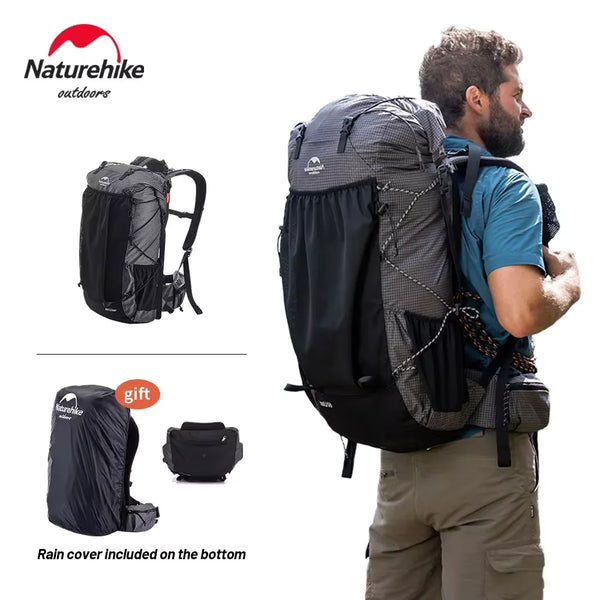 Naturehike Men's Backpack 40L Climbing Backpack Travel Shoulder Bag Fishing Trekking Rucksack Camping Hiking Backpack with Cover