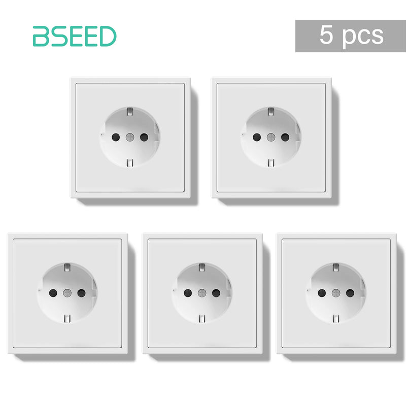 BSEED E Series 10 Value Pack Single Wall Power Socket Electrical Outlets Bulk Set White Black Plastic Frame Wall Plugs for Home