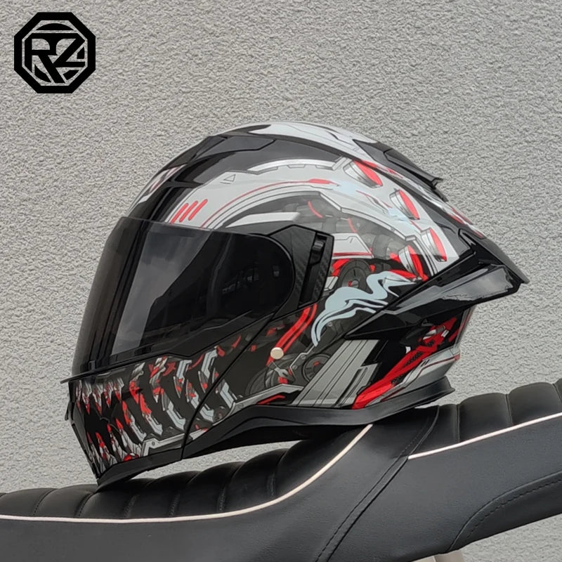 Modular Flip Up Motorcycle Helmet Full Face Dual Visor Motorbike Helmet DOT Approved Flip‑up Modular Helmet for Adults Men Women