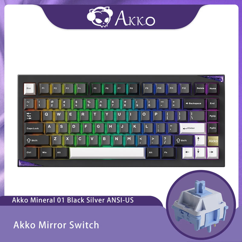 Akko Mineral 01 Mechanical Keyboard / Barebone Kit Aluminum 75% 81 Keys VIA RGB Hot Swap Tri-mode Wireless Custom Keyboard/Kit
