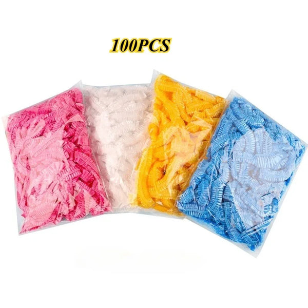 100pcs Disposable Shower Cap,Hair Protection Cap Suitable for Salons, And Home Use,Leak-Proof Bathroom And Travel Hair Cover.