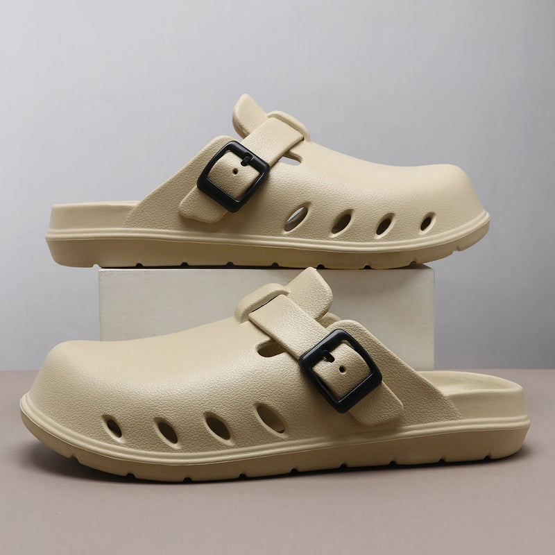 Summer Mens Cover Toes Sandals Men Breathable Soft Rubber Sandals Slippers Lightweight Big Size 46 47