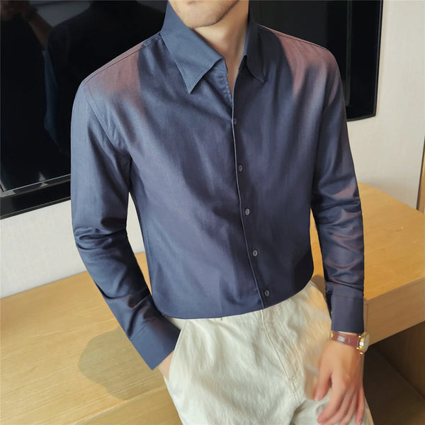 Men's 100% Lyocell Breathable Shirt – Old Money Style Hidden Placket Long Sleeve Button-Down for Business & Casual Wear