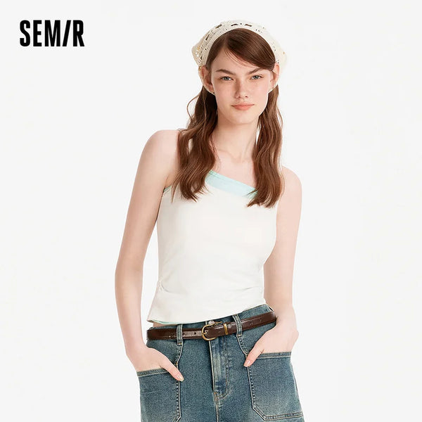 អាវខ្លី Semir សម្រាប់នារី 2026 កស្ដើង ត្រជាក់ ជាមួយនឹងបន្ទះស្លីម សម សាមញ្ញ ទន់