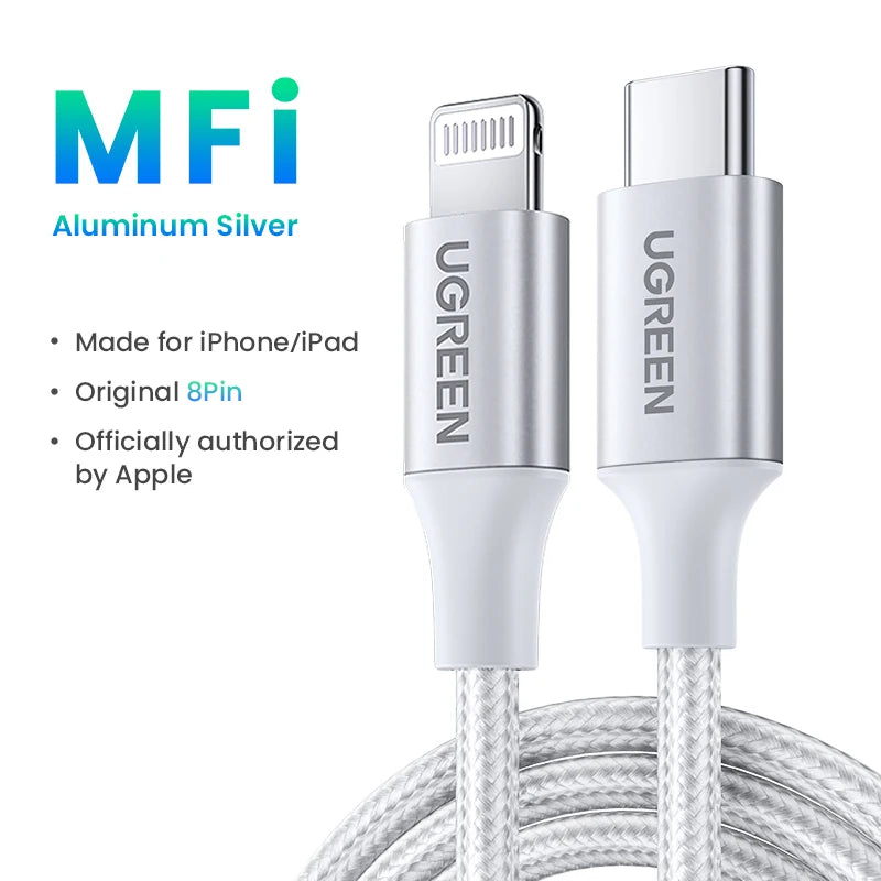 UGREEN MFi 20W PD USB Type C to Lightning Cable for iPhone 14 13 12 Pro Max Fast Charging for iPad Mini Phone Type C Cables