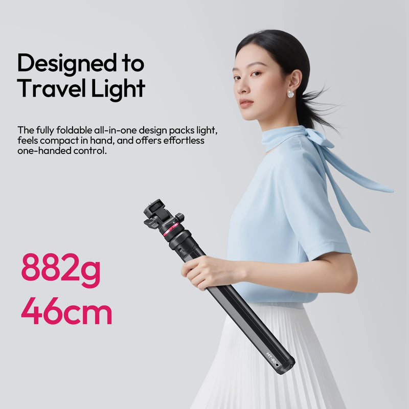 ជើងកាមេរ៉ា Ulanzi MT-80 2M បើកដោយស្វ័យប្រវត្តិ ជើងកាមេរ៉ា ជើងទ្រភ្លើងសម្រាប់កាមេរ៉ា COB ម៉ោនសម្រាប់ការថតរូបក្រៅផ្ទះ ជាមួយនឹងការទ្រទ្រង់ 360° Pan 5kg
