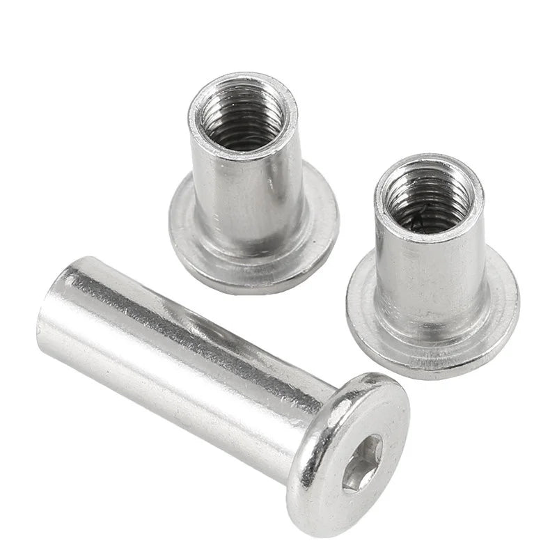 Binding Barrel Nut M2 M3 M4 M5 M6 M8 M10 304 Stainless Steel Hex Socket Cap Furniture Rivet Insert Nut for TV Wall Mount