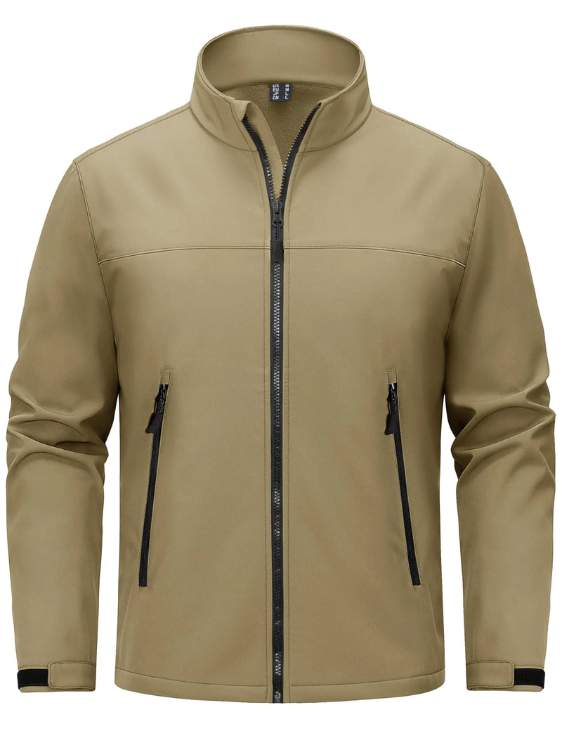 TACVASEN Men's Winter Lightweight Fleece Lined Tactical Softshell Jacket Waterproof Breathable Warm Outdoor Hiking Windbreaker