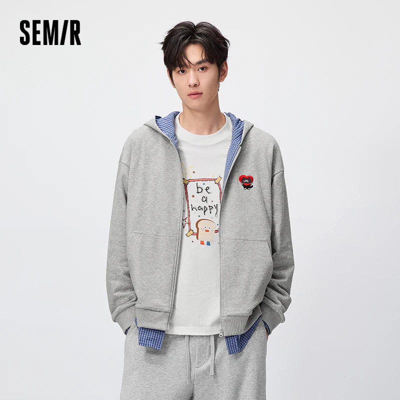Semir Men Jacket Mock Layer Knit Panel Loose Fit 2026 Autumn Urban Casual Couple Style Lightweight Everyday Outerwear