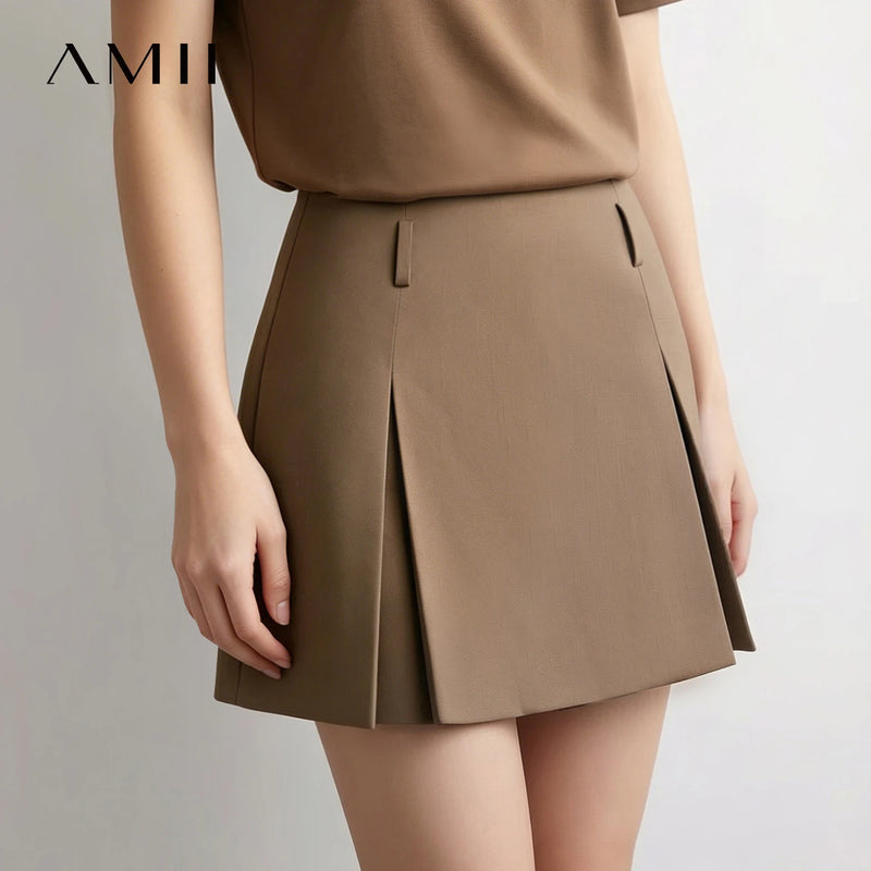 Amii Women Baseball Jacket A-Line Skirt 2 Piece Set Casual Commuter Mini Skirts Autumn 2026 Woman Zip Up Coat Separate 12643077