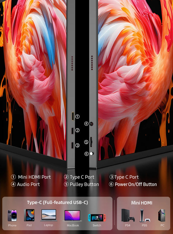 ម៉ូនីទ័រចល័ត UPERFECT ទំហំ 18 អ៊ីញ 2.5K 100% DCI-P3 144Hz អេក្រង់លេងហ្គេម IPS LCD Panel Matte Mobile Screen FreeSync HDR ជាមួយ VESA