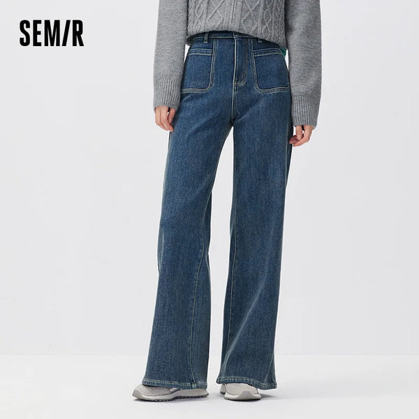 ខោខូវប៊យ Semir សម្រាប់នារី ស្លៀកប្រចាំថ្ងៃ ជើងរីក រចនាបថបុរាណ ឆ្នាំ២០២៦ រដូវរងាថ្មី ស្ទីលធម្មតាសម្រាប់ទីក្រុង