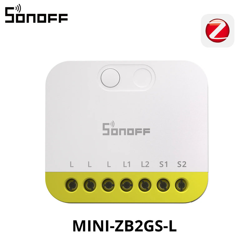 SONOFF MINI DUO-L 2-Gang Zigbee Smart Switch MINI-ZB2GS-L No Neutral Wire Required Dual-Channel External Switch Control Smaller