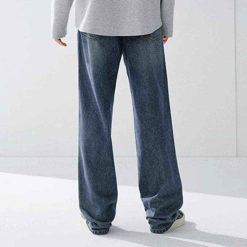 Semir Classic Jeans Men 2026 Spring Stretch Loose Straight Leg Vintage Washed Casual Versatile Fashion Long Trousers