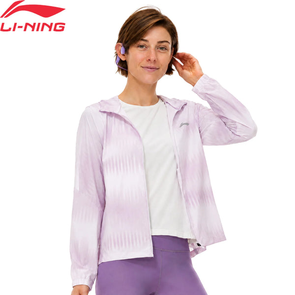 អាវ កីឡា រត់ សម្រាប់ នារី Li-Ning LN WIND PROOF ឆ្លុះ បញ្ចាំង ពន្លឺ 87% Polyamide 13% Elastane AFDW456