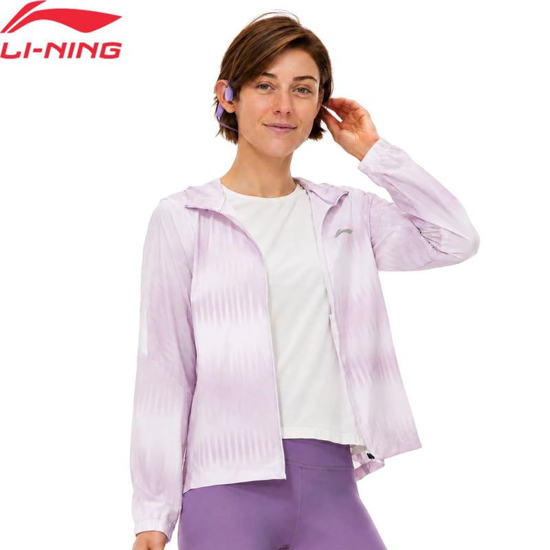 អាវ កីឡា រត់ សម្រាប់ នារី Li-Ning LN WIND PROOF ឆ្លុះ បញ្ចាំង ពន្លឺ 87% Polyamide 13% Elastane AFDW456