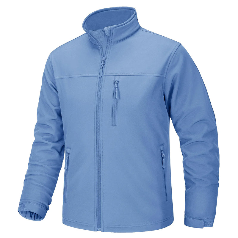 TACVASEN Waterproof Fleece Lining Windbreaker Mens Winter Work Jackets Zipper Pocket Casual Coats Full Zip Outwear Tops