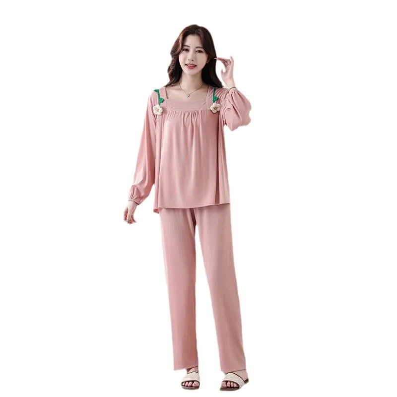 XL-6XL Spring Autumn Cotton Women's Pajamas Set New Long Sleeve Sleepwear Sleeping Suit Casual Ladies Nightwear Pyjamas Femme