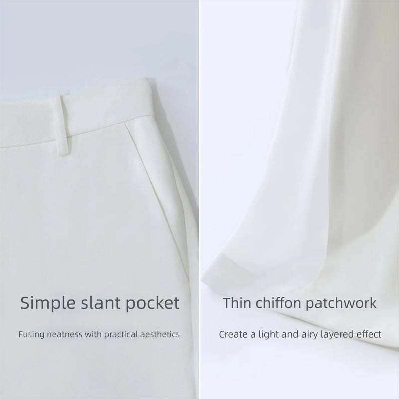 Amii Women's Flare Pants 2026 Summer New Solid Color Patchwork Chiffon Trousers Casual Wide Leg Pants For Women 12642091
