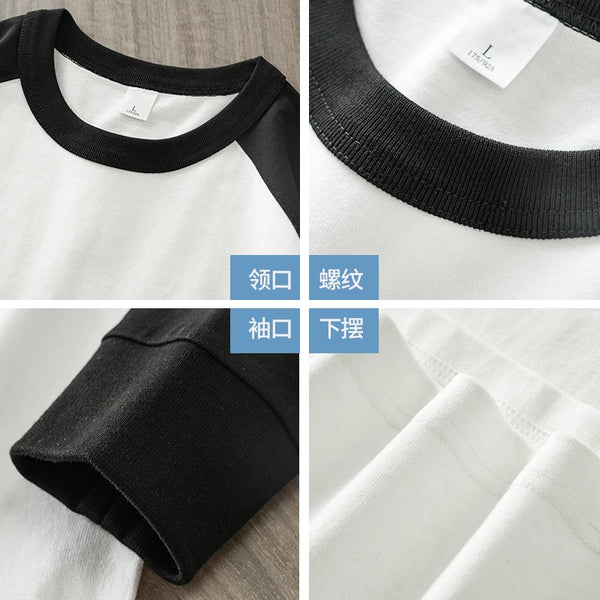 Dukeen 320G Heavyweight Raglan Sleeve T Shirt for Men Autumn 100% Cotton Oversizes Crew Neck Men's Long-Sleeve Baseball Shirt