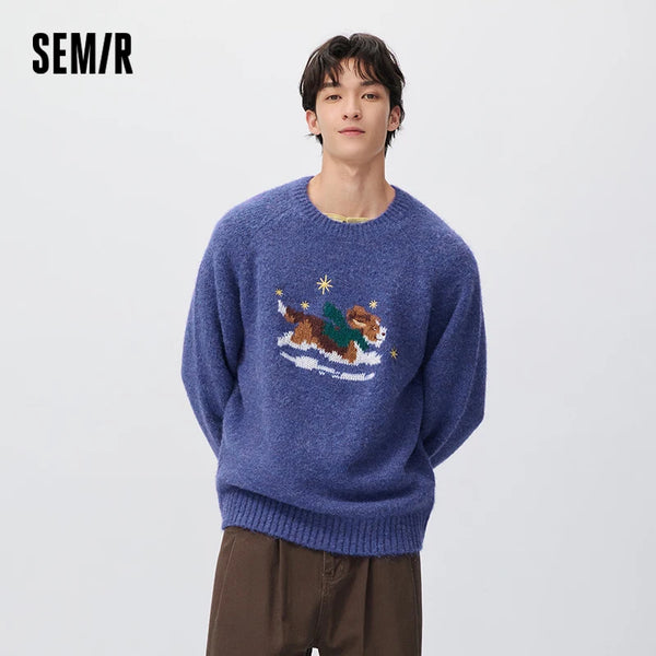 អាវយឺតប៉ាក់ Semir សម្រាប់បុរស រចនាបថសត្វចិញ្ចឹម ឆ្កែ រចនាបថ Jacquard ឆ្នាំ ២០២៦ សម្លៀកបំពាក់រដូវរងាថ្មី ស្លៀកប្រចាំថ្ងៃ ស្ទីលទីក្រុង ធម្មតា អាកាសធាតុត្រជាក់ ស្រទាប់