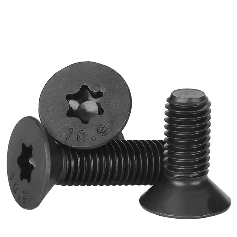 2-50pcs/lot Flat Countersunk Screw Six Lobe Bolt Machine screw M2 M2.5 M3 M4 M5 M6 Black carbon steel Torx Head