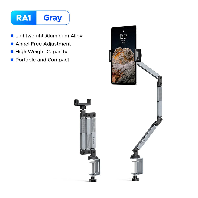 ORICO Clamp On Mechanical Arm Stand 360° Rotatable Foldable with SD TF USB-A 2.0 Interface for Tablet and Phone