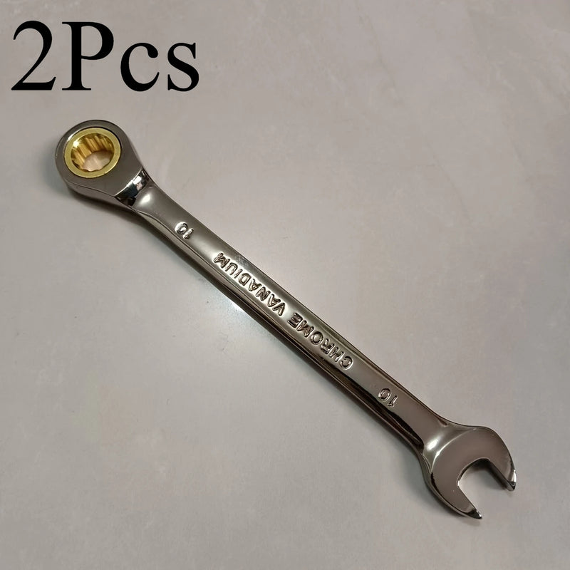 Quick release bi-directional ratchet wrench - dual head and open-end design, easy to use, durable carbon stee,Repair wrench.