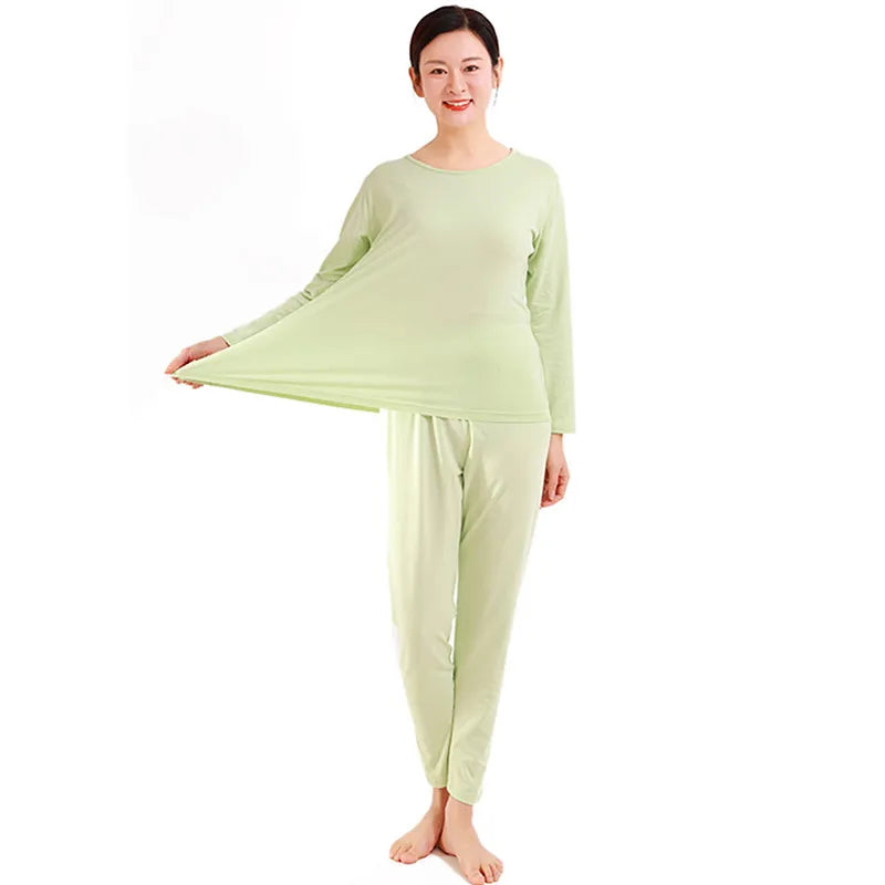 Women's Spring Autumn Pajamas Suit Cotton Comfortable Long Sleeve Pants Set Loose Home Wear Clothes Plus Size Sleepwear Pijama