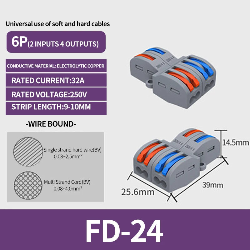 10/1000PCS Mini Quick Wiring Connector Universal Splitter wiring cable Push-in Combined Butt Terminal Block 1 in 2/3 out 32A SPL