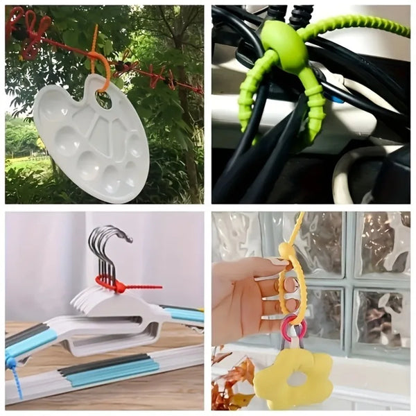 5/10pcs Silicone Reusable Cable Wire Organizer Winder Storage Holder Bag Ties Cord Tie Twist Multifunctional Bag Clip manager