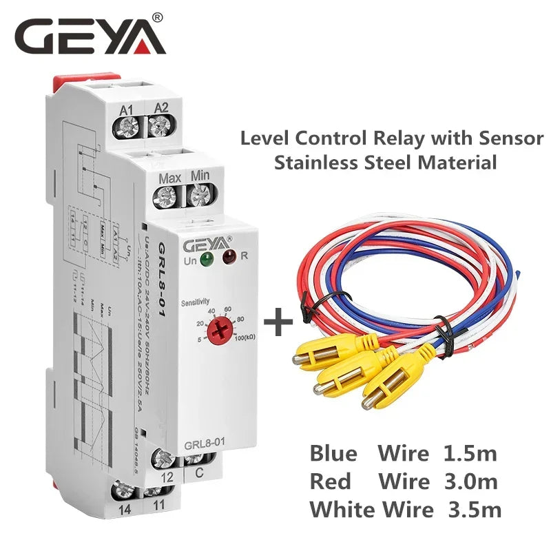 GEYA GRL8 Liquid Level Control Relay Electronic Liquid Level Controller 10A  AC/DC24V-240V Water Level Relay