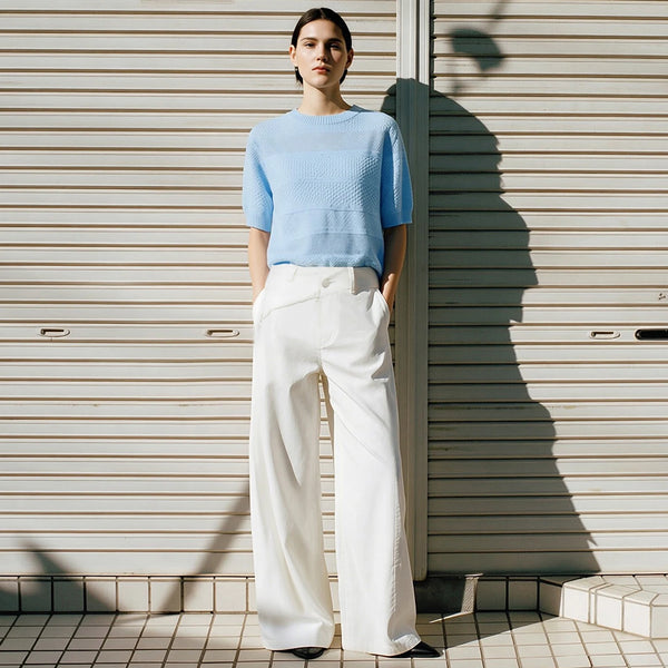 Amii Women's Sweater 2026 Summer New O-Neck Short Sleeve Loose Fit Cropped Knit Top Casual Pullover Knitwear For Women 12642094