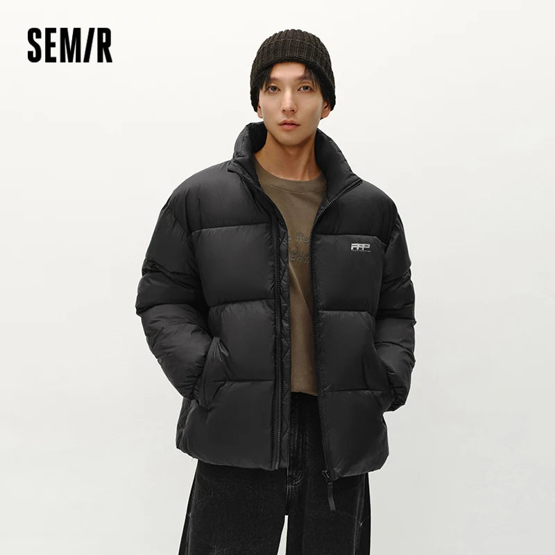 Semir Cotton Jacket Men Fashion Printed Thick Textured Stand Collar 2025 Winter Menswear Clothing Winter Outerwear