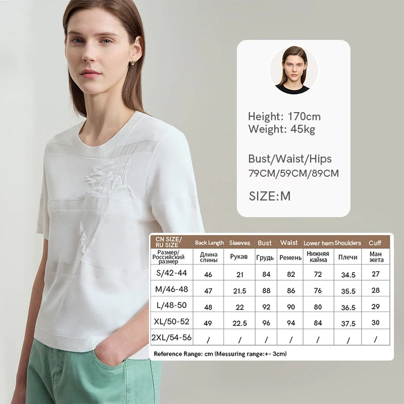 អាវយឺត AMII រដូវក្តៅបែប Minimalist សម្រាប់ស្ត្រីឆ្នាំ ២០២៥ អាវយឺតកមូលដៃខ្លីបោះពុម្ពសម្រាប់ស្ត្រីម៉ូដទាន់សម័យ 12522078