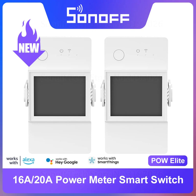 SONOFF POWR3 16A/20A WiFi Smart Switch 1-5PCS ESP32 Chip Energy Saving LCD Monitoring via eWeLink Works With Alexa Google IFTTT