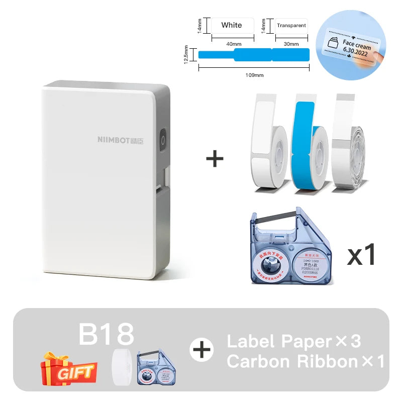 Niimbot N1/B18 Thermal Transfer Label Sticker Printer Mini Label Maker With Ribbon PET Papers For Jewelry Store Cable Cosmetics