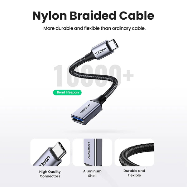 អាដាប់ទ័រ UGREEN USB C ទៅ USB 3.0 OTG ឧបករណ៍ភ្ជាប់ខ្សែទិន្នន័យ USB Type-C OTG សម្រាប់ Samsung GalaxyS 10 MacBook Pro 2019 អាដាប់ទ័រ USB C