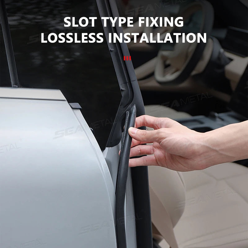 SEAMETAL Car Door Edge Scratch Protector Strip B Pillar Rubber Moulding Trim Protection Side Adhesive Sealing Guard Stickers