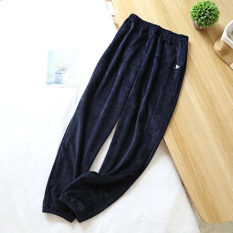 ខោក្តៅក្រាស់ Island Velvet Pajamas Women's Flannel Sleepwear Pant រដូវស្លឹកឈើជ្រុះ និងរដូវរងា Nightwear Pijama Sleeping Pants