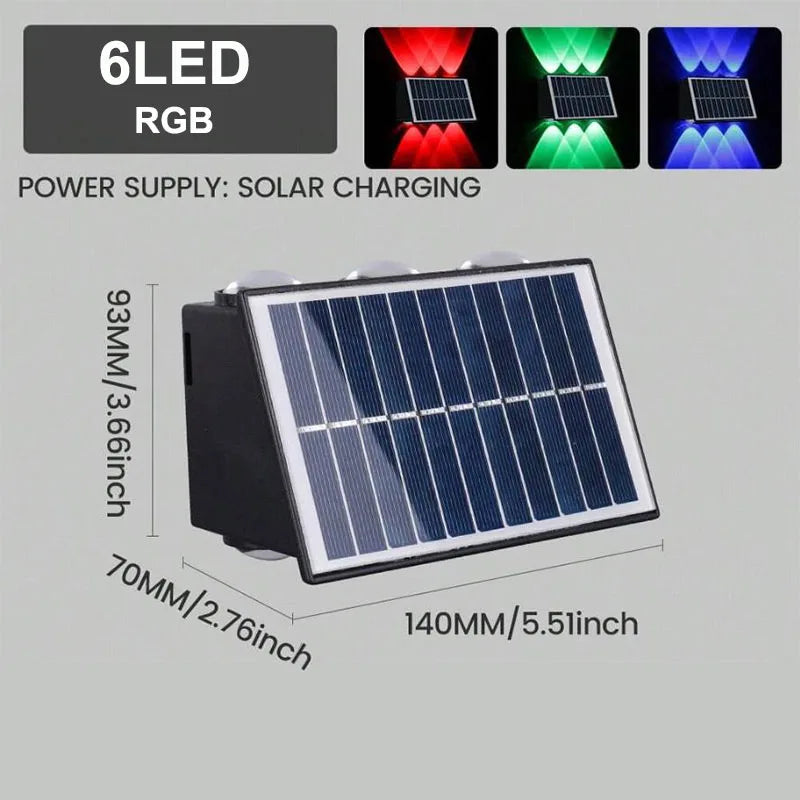 Solar LED Wall Lamp Outdoor Waterproof Porch Lights Upper Lower Spotlight Solar Powered Streetlight for Balcony Courtyard Garden