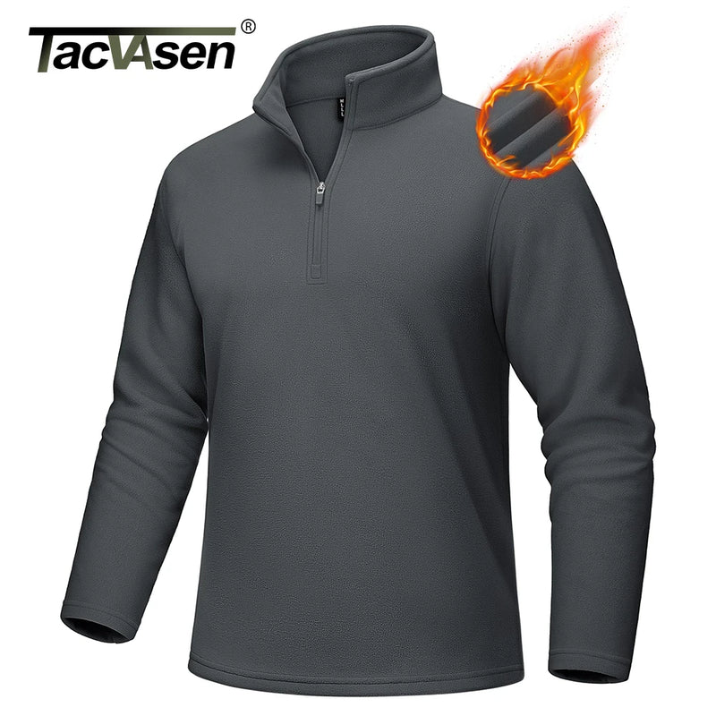 TACVASEN 1/4 Zipper T-shirts Men's Long Sleeve Turtleneck Fleece Spring Autumn Casual Warm Tops Athletic Running Spoorts Shirt
