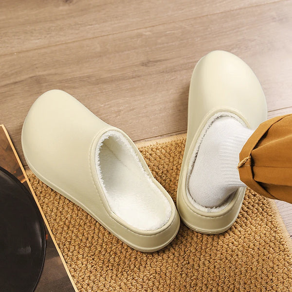 Men Women cotton slippers winter warm Plus velvet EVA slippers  waterproof non-slip Hotel chef work shoes walking cotton shoes