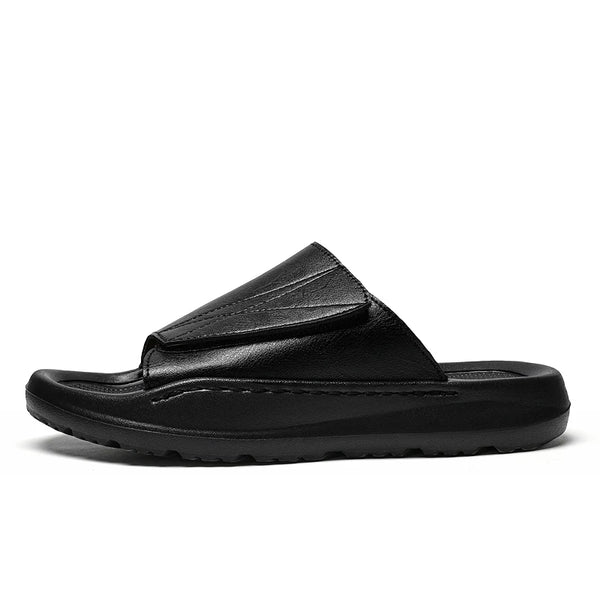 Men's Casual Leather Slippers Adjustable Non-Slip Summer Beach Sandals Suitable for Outdoor Leisure Sports Breathable