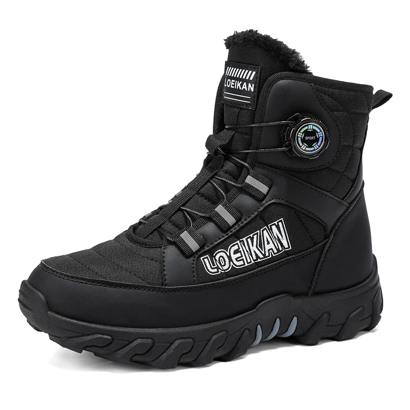 Men's Plus Size Casual Cotton Boots Winter New Warm Plush Soft Sole Anti-Slip Light Outdoor Comfort High-Top Snow Walking Boots