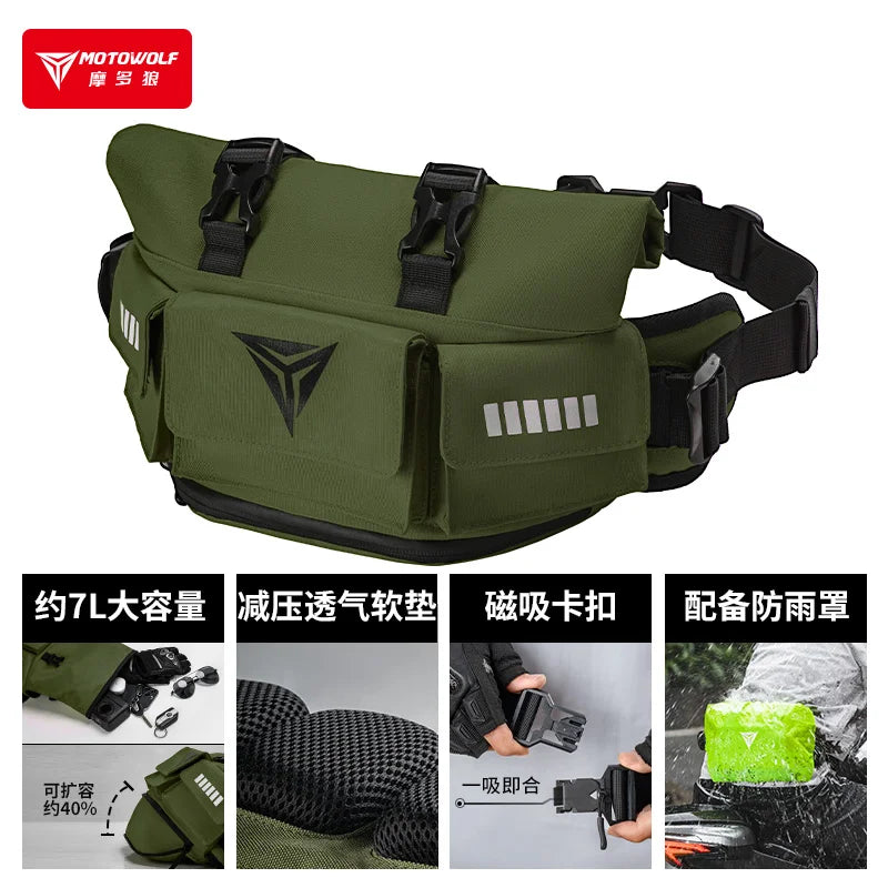 MOTOWOLF Motorcycle Riding Waist Pack Large Capacity Backpack Men Women Waterproof Multiple Pockets Rider Crossbody Bag