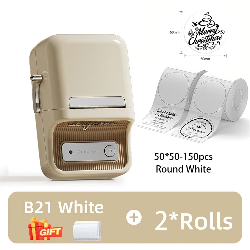 NiiMbot B21 Mini Thermal Printer Wireless Barcode Label Maker Bluetooth Portable Adhesive Label Printers for Office Commercial