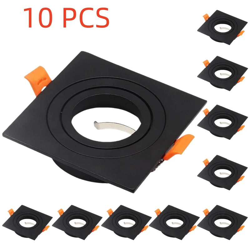 JOYINLED 2/10PCS Black White LED Spotlights Frame Square Fixture Holders Adjustable Downlight Cutout 70mm for MR16 GU10 Bulb