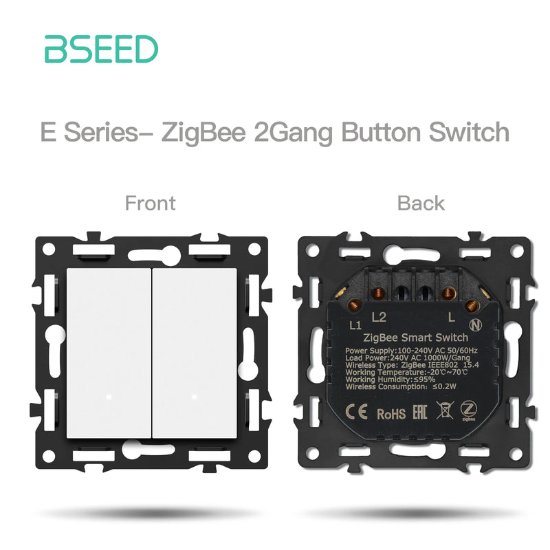 BSEED Zigbee Click Switch Module Smart Light Switch DIY Part with PC Plastic Frame Zigbee Socket Components for Home Automation