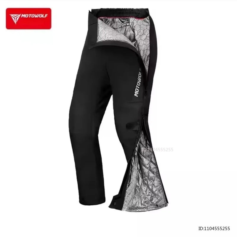 ខោម៉ូតូ Motowolf ខោខ្លីសម្រាប់ជិះម៉ូតូរដូវរងា ខោក្តៅសម្រាប់ជិះម៉ូតូ ការពារទឹក ការពារខ្យល់ ធ្វើពីក្រាហ្វីន ខោម៉ូតូ